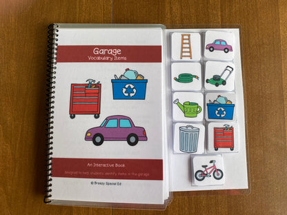 Garage Vocabulary Life Skills Adaptive Booklet w Task Cards (Special Ed and Autism Resource) - Fully Prepped