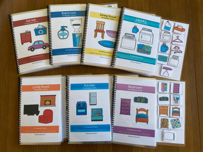 Around the House Vocabulary Life Skills Adaptive Booklet Bundle w Task Cards (Special Ed and Autism Resource) -Fully Prepped