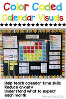 Color Coded Calendar Visuals for Special Education with bonus temperature chart and more - Fully Prepped