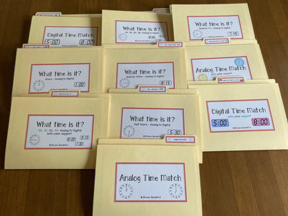 Telling Time File Folders for Special Education with Color Support (10 pk) - Fully Prepped