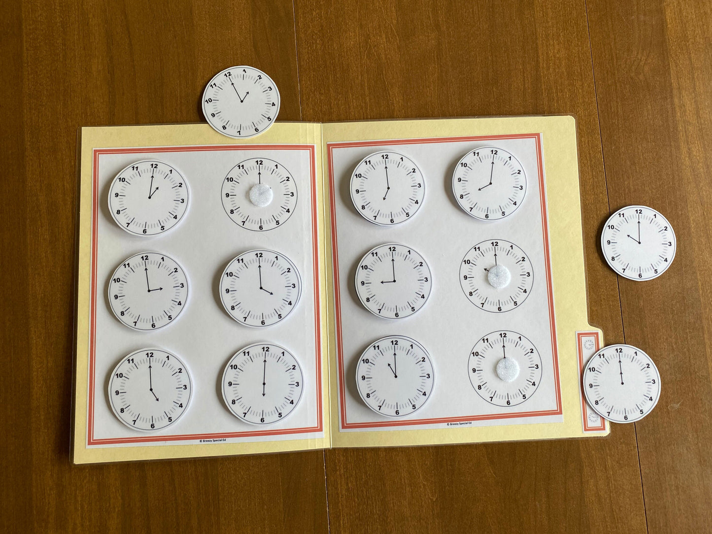 Telling Time File Folders for Special Education with Color Support (10 pk) - Fully Prepped