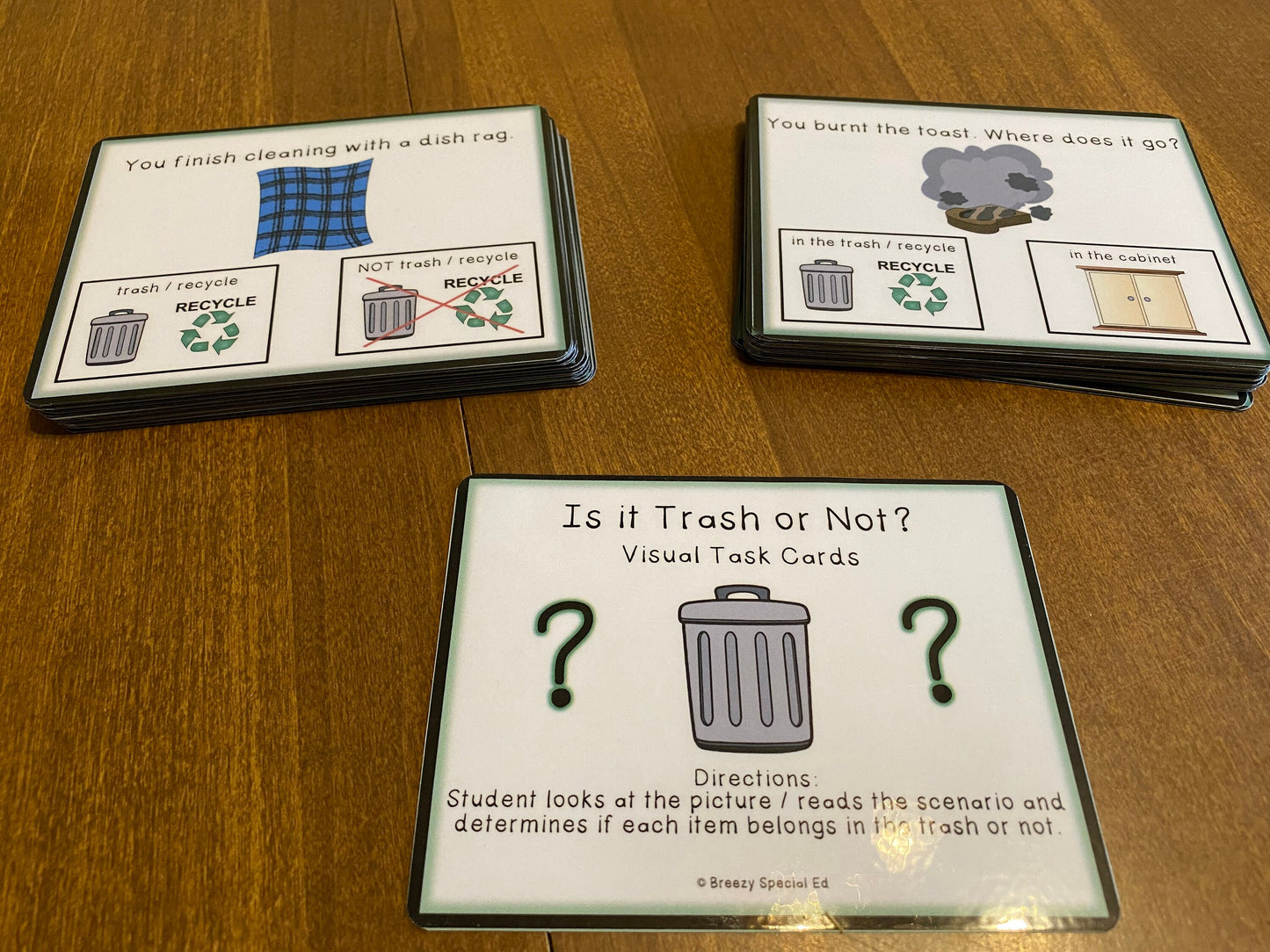 Trash or Not? Life Skill Visual Task Cards for Special Education