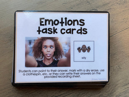 Emotions and Feelings task cards for autism and special education