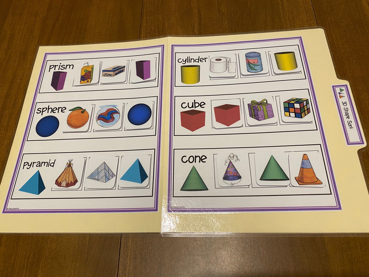 Shape File Folders 2D and 3D - Great for Early Ed or Special Education (11pk) - Fully Prepped