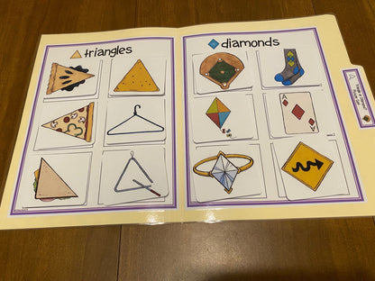 Shape File Folders 2D and 3D - Great for Early Ed or Special Education (11pk) - Fully Prepped
