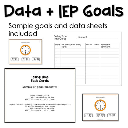 Telling Time Task Cards for autism and special education