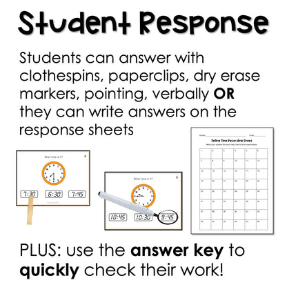 Telling Time Task Cards for autism and special education
