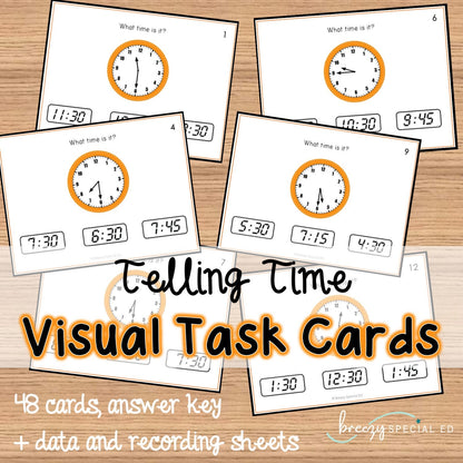 Telling Time Task Cards for autism and special education