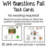 WH Questions Fall task cards for autism and special education
