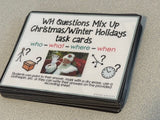 WH Questions Christmas/Holiday task cards for autism and special education