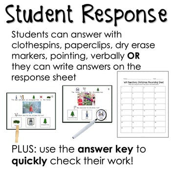 WH Questions Christmas/Holiday task cards for autism and special education