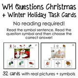 WH Questions Christmas/Holiday task cards for autism and special education
