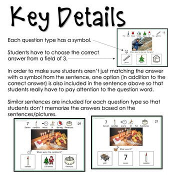 WH Questions Christmas/Holiday task cards for autism and special education