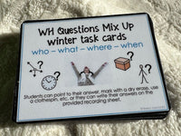 WH Questions Winter task cards for autism and special education