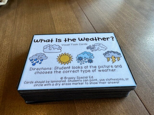 What is the Weather? Visual Task Cards (Special Education)  60 pc