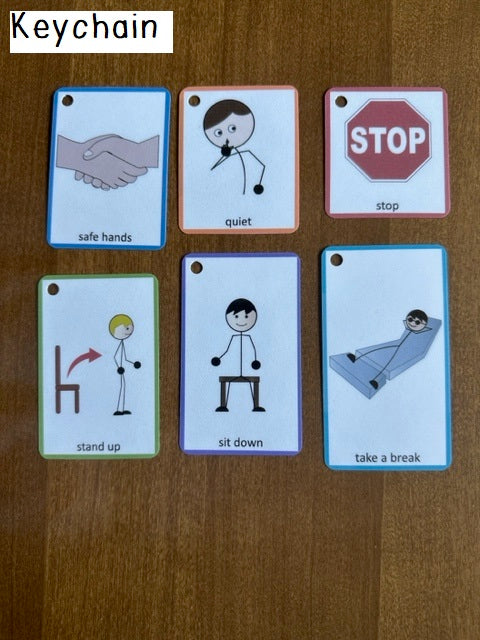 Visual Rules Keychain/Lanyard for Special Education/ personalized option - Fully Prepped