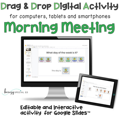 Digital Morning Meeting Calendar Time Interactive Activity for Special Ed