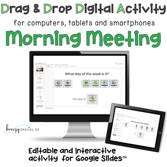 Digital Morning Meeting Calendar Time Interactive Activity for Special Ed