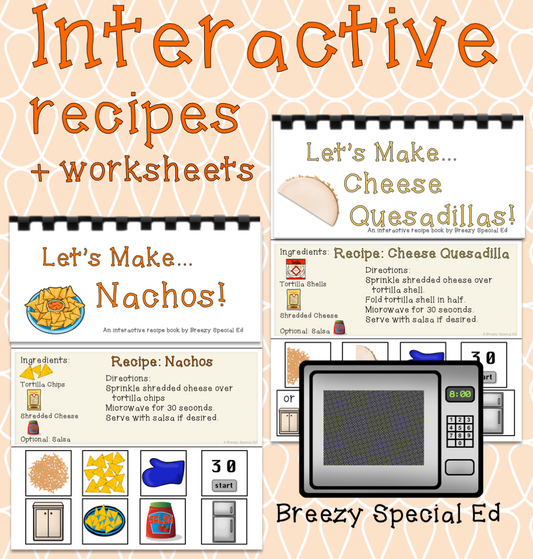 Visual Recipes for Nachos and Cheese Quesadillas for Special Education