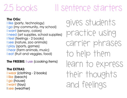BUNDLE Interactive / Adapted Sentence Starter Books - special education