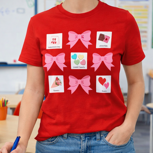 Valentine's Day Bows and Symbols Special Education Teacher Tee