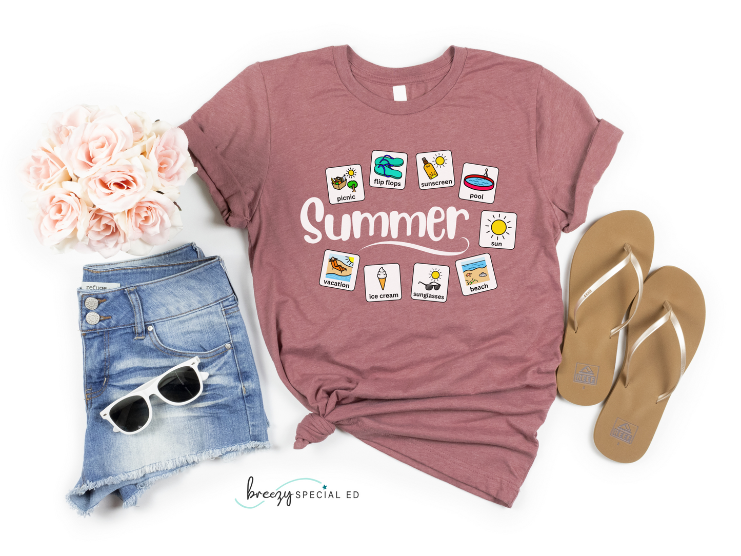 Summer Special Education Teacher Tee with Widgit Symbol Support