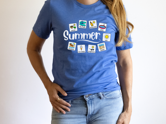 Summer Special Education Teacher Tee with Widgit Symbol Support