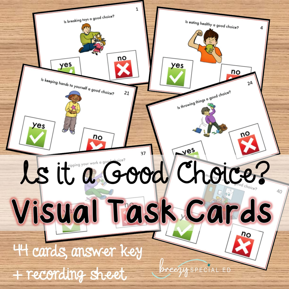 Is it a Good Choice? Behavior Yes/No Questions Task Cards for autism and special education