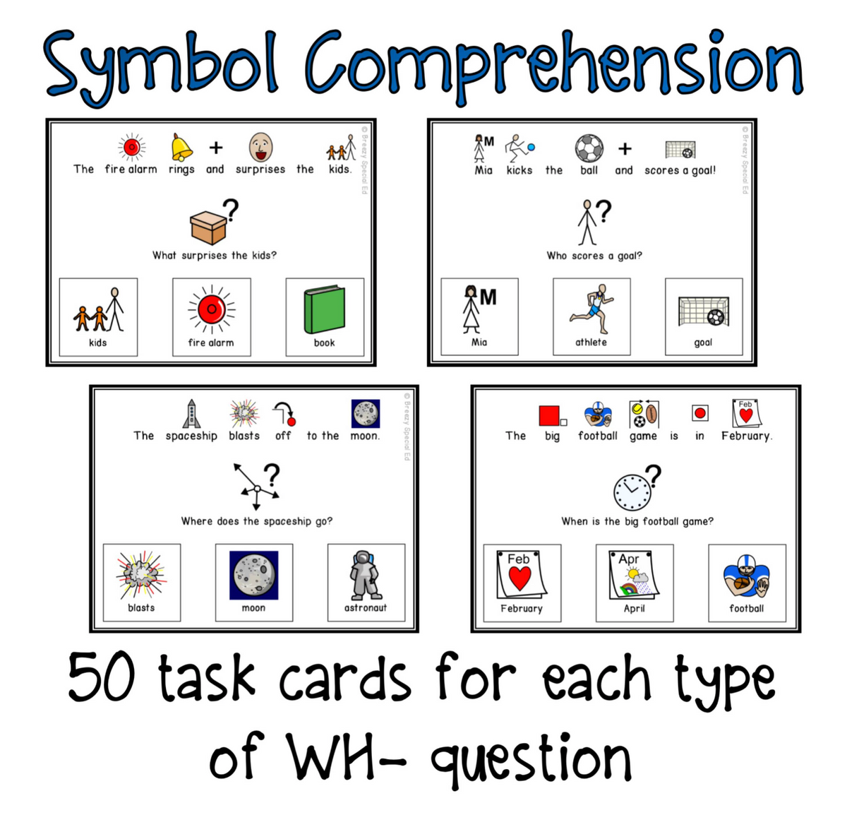 WH Question Task Cards Special Education | 200 Visual Cards – Breezy ...