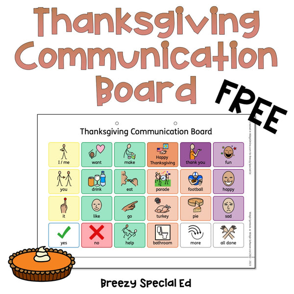 FREE Thanksgiving Communication Board for AAC Speech