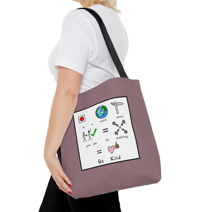 DUSTY PURPLE Be Kind Symbol Quote Tote Bag by Breezy Special Ed