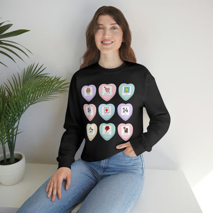 Candy Heart PCS Symbol Special Education Teacher Sweatshirt