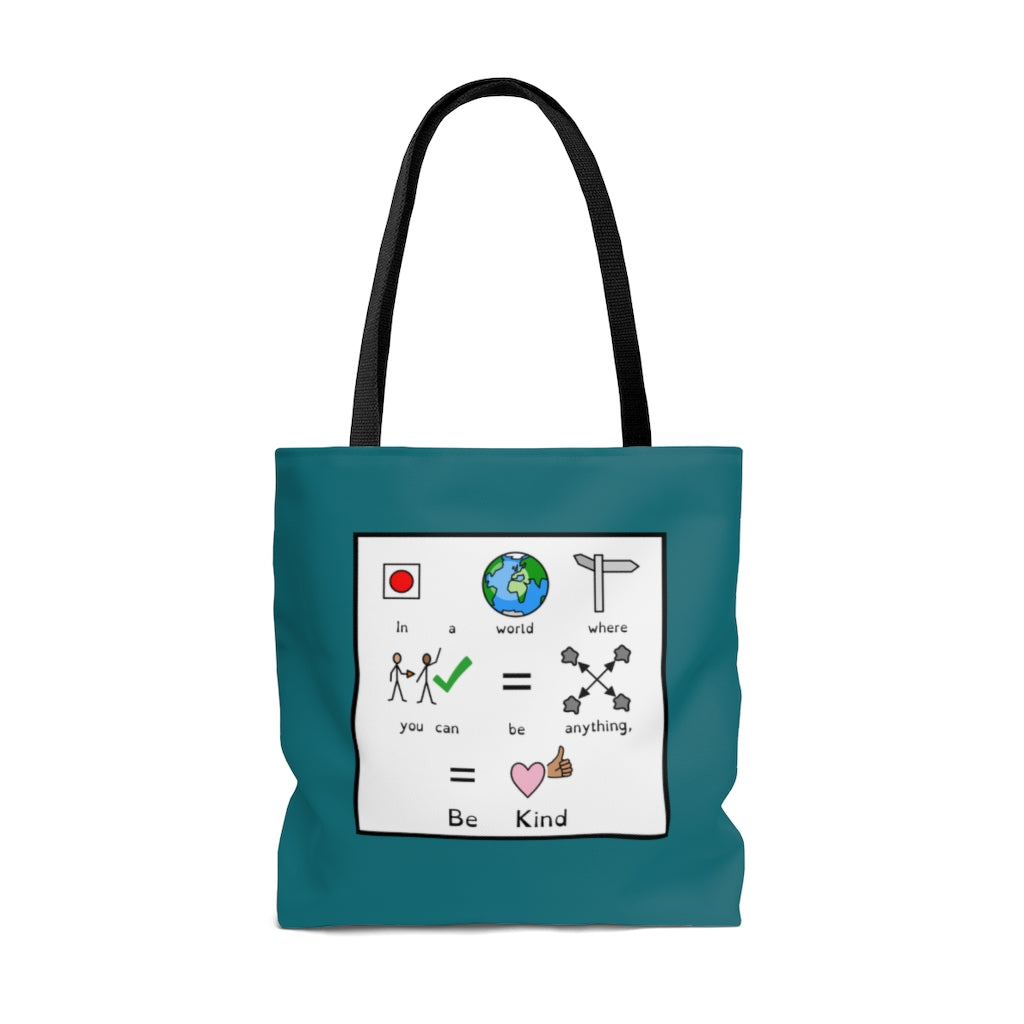 TEAL Be Kind Symbol Quote Tote Bag for Special Education Teachers / SLP