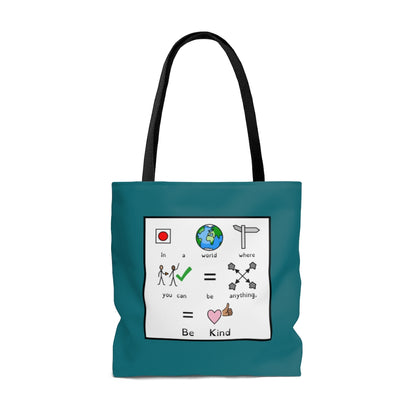 TEAL Be Kind Symbol Quote Tote Bag for Special Education Teachers / SLP