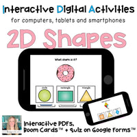 Distance Learning ⋅ 2D Shapes ⋅ Interactive PDF, Boom Cards, and Quiz