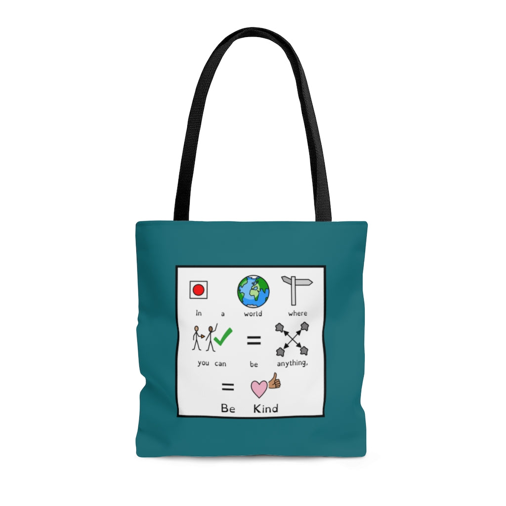 TEAL Be Kind Symbol Quote Tote Bag for Special Education Teachers / SLP