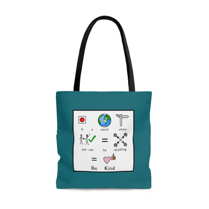 TEAL Be Kind Symbol Quote Tote Bag for Special Education Teachers / SLP