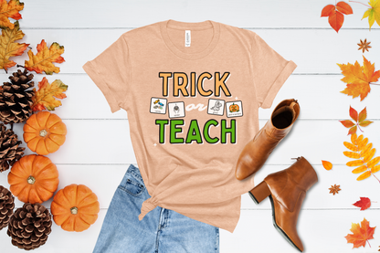 Trick or Teach Teacher Tee with Symbol Icon Cards | Special Education Teacher Halloween Tee