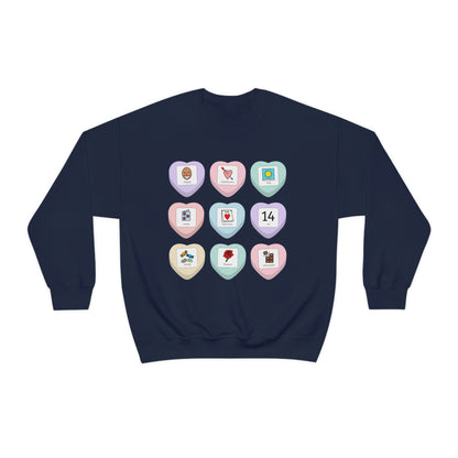 Candy Heart PCS Symbol Special Education Teacher Sweatshirt