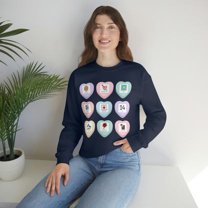Candy Heart PCS Symbol Special Education Teacher Sweatshirt