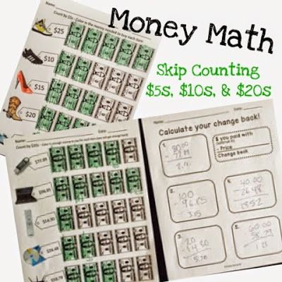 Money Math $5, $10, $20 Color-In Worksheets for Special Ed