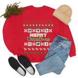 Merry Christmas red sweatshirt for special education teachers and speech therapists with PECS symbol cards