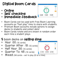 Digital ⋅ Telling Time ⋅ Interactive PDFs, Boom Cards, and Quiz