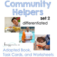 More Community Helpers (Adapted book, Task Cards, Worksheets)