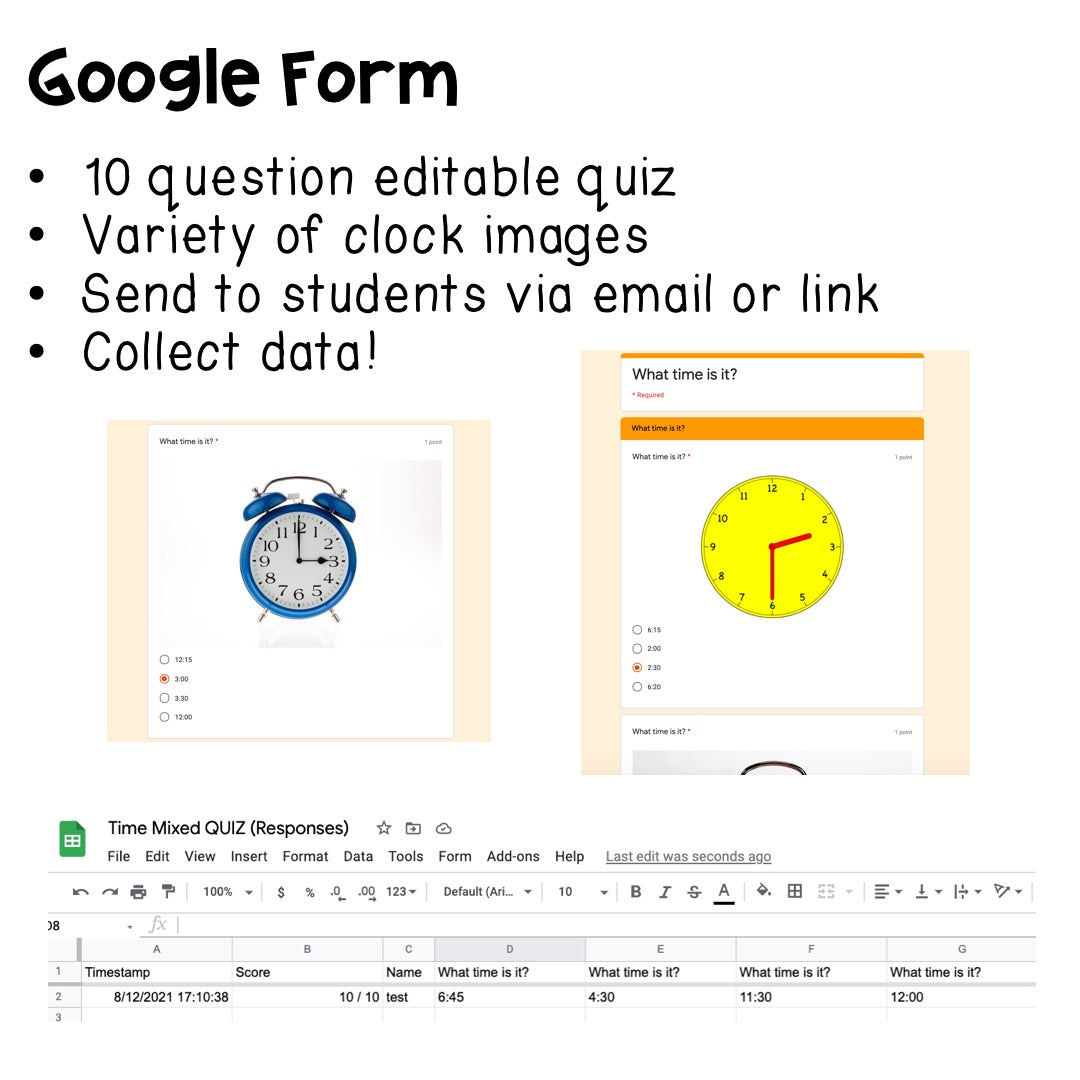 Digital ⋅ Telling Time ⋅ Interactive PDFs, Boom Cards, and Quiz