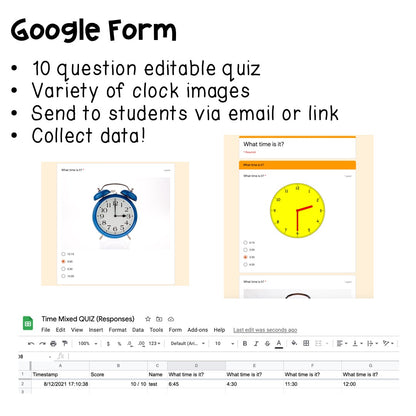 Digital ⋅ Telling Time ⋅ Interactive PDFs, Boom Cards, and Quiz