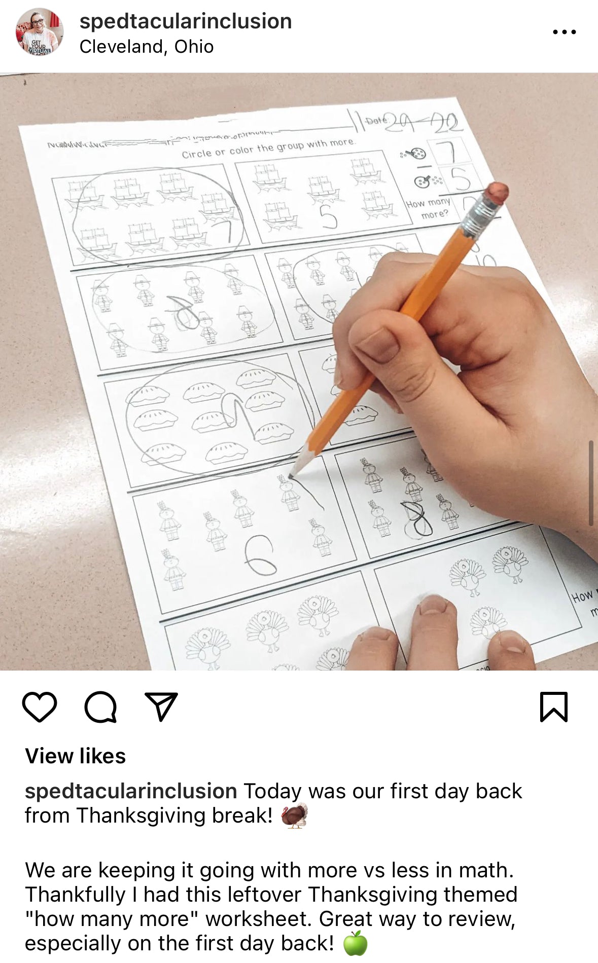 Differentiated Life Skill Math Pack: Thanksgiving (special education)