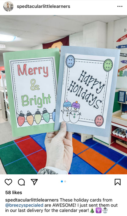 Christmas and Holiday Cards: Differentiated for ALL your Special Ed Students