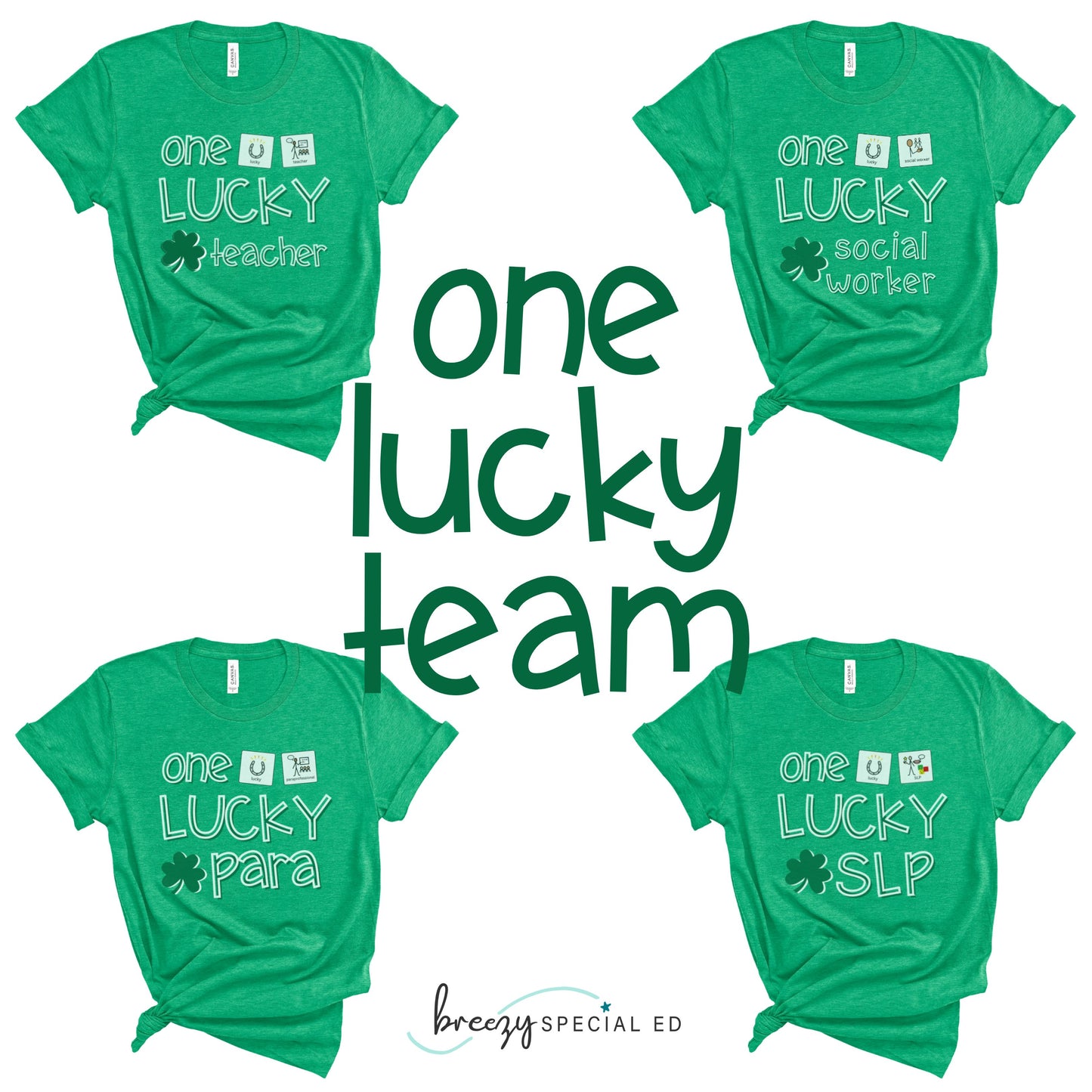 Lucky Teacher with Symbol Support | St Patrick's Day | Special Education Teacher Tee