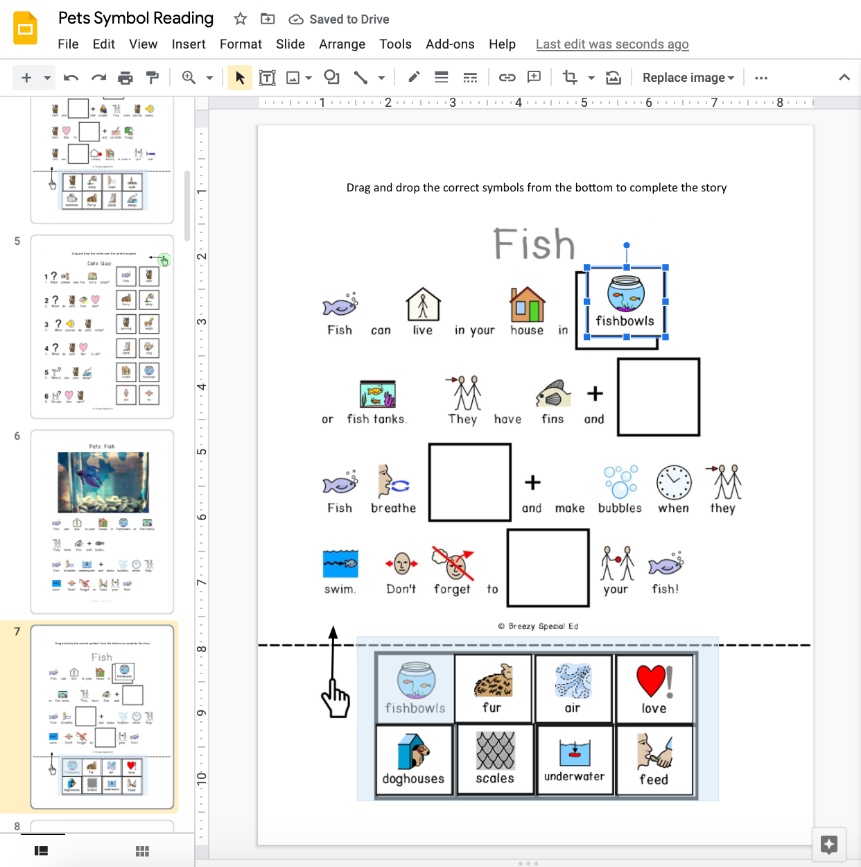 Pets - Symbol Supported Reading Comprehension for Special Ed